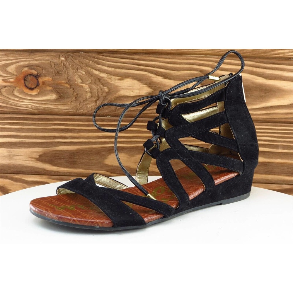 Sam Edelman Youth Girls Shoes Size 4‎ M Black Strappy Synthetic